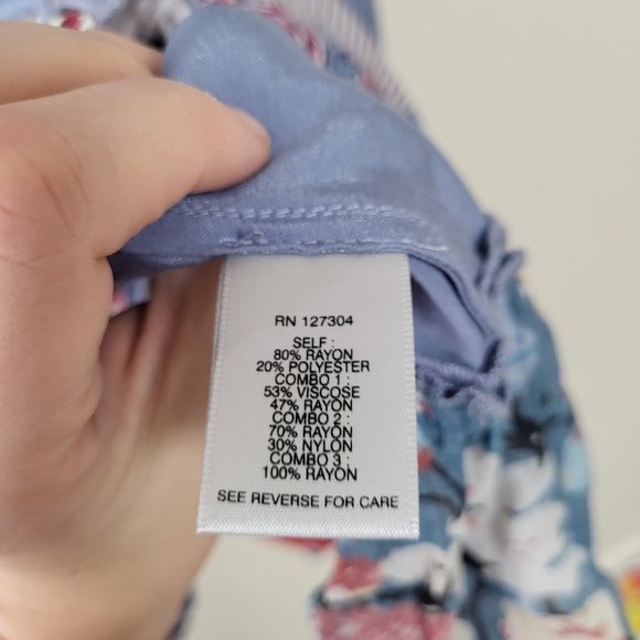 John Mark Women’s Blue Haze Satin French Blue Patchwork Peasant Top 3X boho - Picture 10 of 10